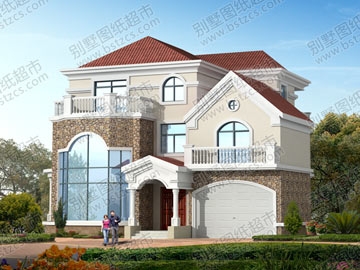 三層帶車庫復式樓別墅設計圖紙及效果圖_別墅設計圖紙,農村房屋設計圖