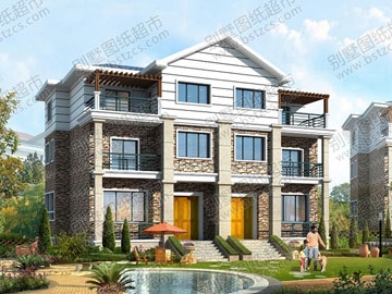 新農村三層雙拼別墅設計圖紙及效果圖_別墅設計圖紙,農村雙拼房屋設計圖