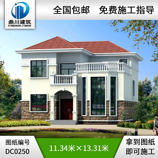 新農村二層復式帶露臺別墅設計圖紙_別墅圖紙超市,農村自建房設計圖