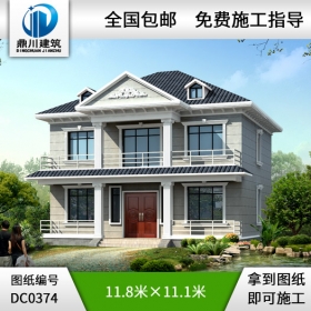 二層帶陽臺農(nóng)村小別墅效果圖及施工圖_農(nóng)村自建房設(shè)計圖,鼎川別墅圖紙