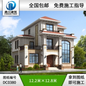 歐式三層旋轉樓梯別墅效果圖及效果圖_三層別墅設計圖紙,鼎川建筑別墅圖紙