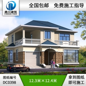 新農村二層帶露臺別墅設計圖施工圖紙_農村兩層小別墅設計圖紙,鼎川別墅設計