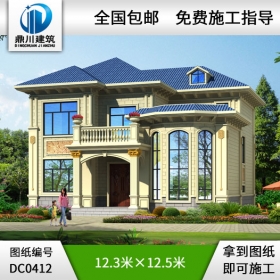 漂亮的二層帶露臺歐式小別墅設計圖紙_農村兩層別墅設計,鼎川建筑