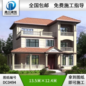 農(nóng)村三層帶走廊自建房小別墅設(shè)計(jì)圖紙_農(nóng)村三層別墅設(shè)計(jì),鼎川建筑