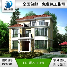 新農村復式三層別墅設計圖紙及效果圖_三層鄉村房屋設計圖紙,鼎川別墅圖紙