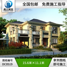 歐式二層帶車庫和露臺農村自建房屋設計圖紙_農村二層別墅設計圖紙,鼎川建筑