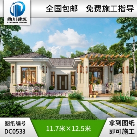 新農村一層經濟型自建別墅設計圖紙及效果圖_農村平房別墅圖紙,鼎川建筑