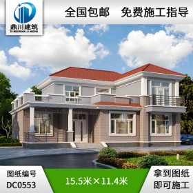 新農村二層帶露臺簡約型自建房小別墅圖紙_農村兩層別墅設計,鼎川建筑