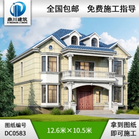 農村二層舒適型農村別墅設計效果圖及施工圖_農村兩層別墅設計圖紙,鼎川建筑