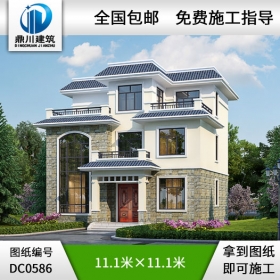 復式三層帶露臺別墅設計圖紙_新農村別墅戶型圖設計,鼎川別墅圖紙