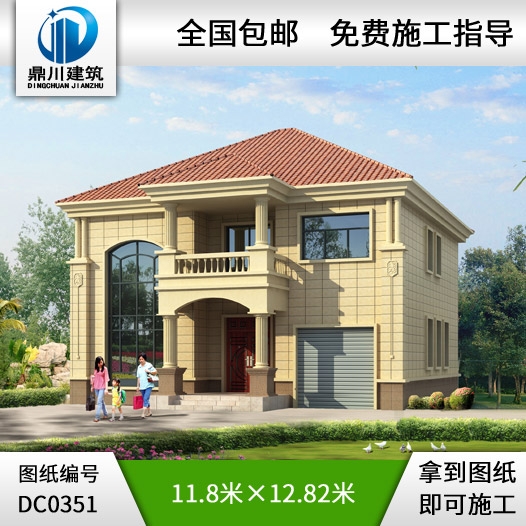 二層復式帶車庫別墅設計施工圖紙_農村別墅設計圖,鼎川別墅圖紙