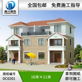 帶露臺三層雙拼自建房屋設計圖_別墅設計圖紙,農村房屋設計圖