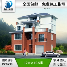 四層帶車庫框架結構別墅圖紙_四層別墅設計圖紙,鼎川建筑圖紙