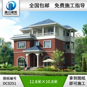 農(nóng)村實用三層帶露臺別墅設計圖紙_鼎川圖紙超市,三層農(nóng)村自建房設計圖