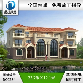 豪華三層復(fù)式雙拼別墅圖紙及效果圖_雙拼別墅設(shè)計(jì)圖紙,鼎川建筑