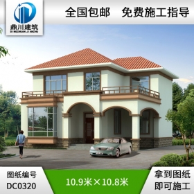 二層帶露臺農(nóng)村小別墅施工圖及效果圖_別墅圖片大全,鼎川圖紙超市
