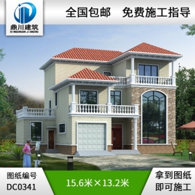 復(fù)式三層帶車庫(kù)別墅施工圖帶效果圖_三層別墅設(shè)計(jì)圖紙,鼎川別墅圖紙