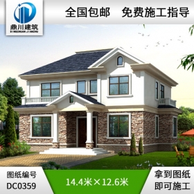 新農村二層別墅設計效果圖及施工圖_農村房屋圖紙,鼎川別墅設計