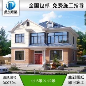 簡約二層帶陽臺別墅圖紙及效果圖_農村兩層自建房設計,鼎川建筑