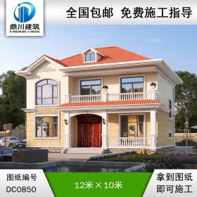 二層簡歐帶陽臺小別墅全套施工圖紙_新農村自建房設計,鼎川建筑