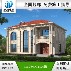 歐式二層復式別墅施工圖紙及效果圖_農村自建別墅設計,鼎川建筑