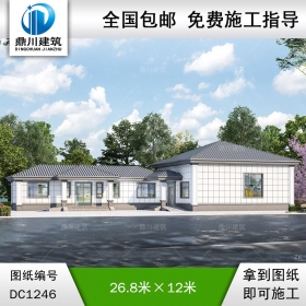 簡約一層別墅施工圖紙及效果圖_農(nóng)村自建別墅設(shè)計,鼎川建筑