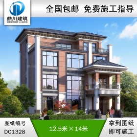 四層簡(jiǎn)歐復(fù)式別墅施工圖紙及效果圖_農(nóng)村自建別墅設(shè)計(jì),鼎川建筑