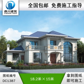 歐式二層別墅效果圖及施工圖紙_農村自建別墅設計,鼎川建筑