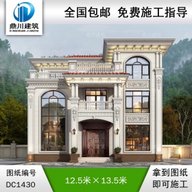 歐式三層別墅設計圖紙及效果圖_農村自建房設計,鼎川建筑