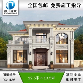 大氣歐式二層別墅設計圖紙及效果圖_農村自建房設計,鼎川建筑