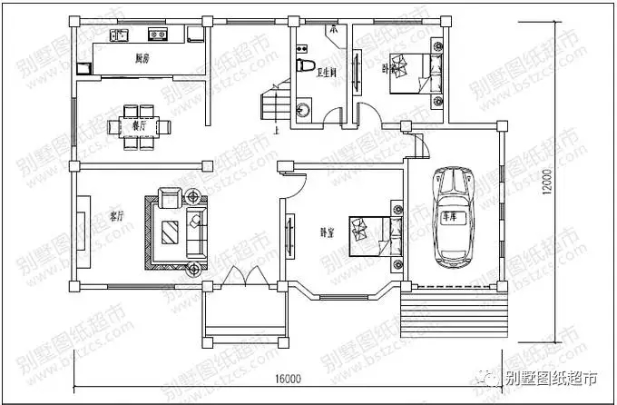 帶車庫二層農(nóng)村別墅
